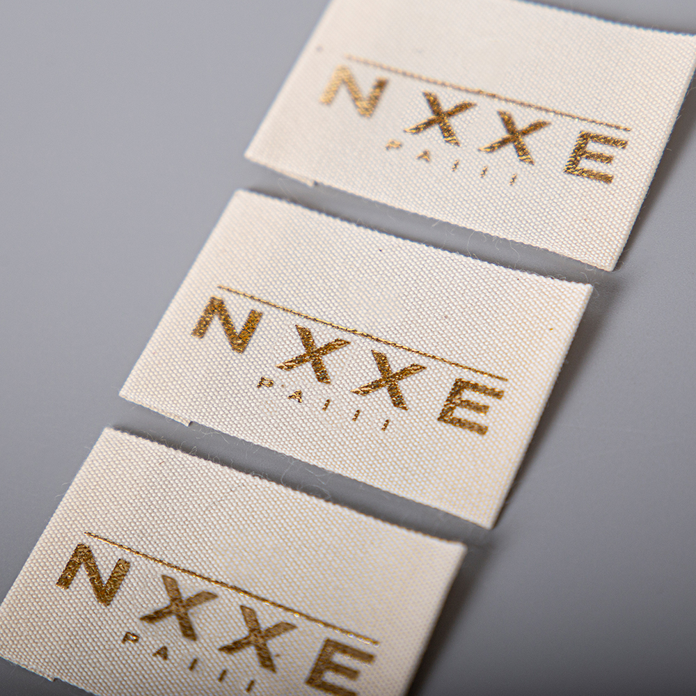 Custom Hot Stamping Cotton Print Label Private Clothing Tag Garment Main Neck Size Printed Brand Wash Labels Clothing Label