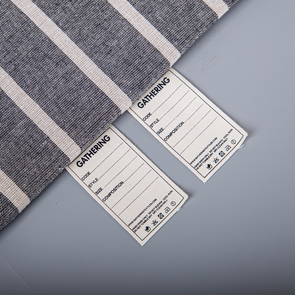 Custom Canvas Cotton Label Woven Printed Embroidery Label for Clothes 100% Cotton Care Instruction Tag Sewing Label for T Shirt