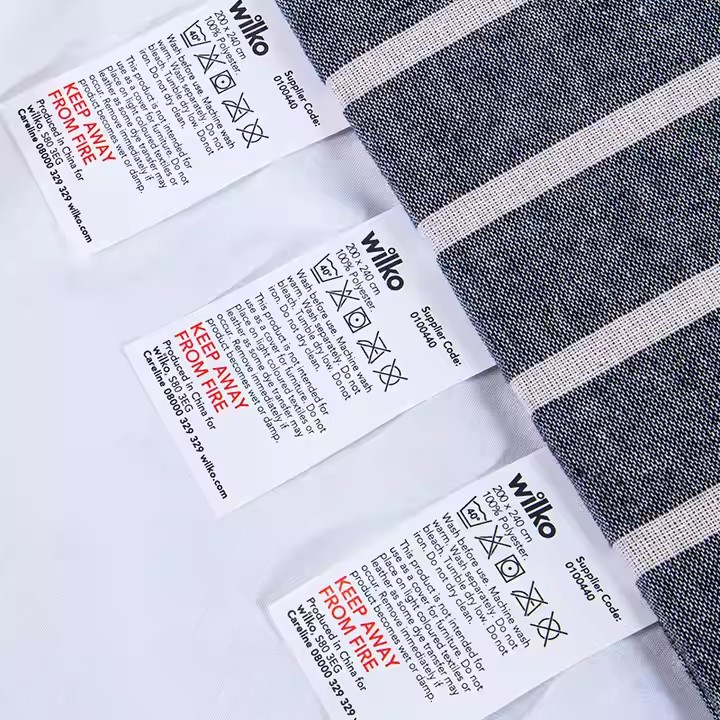 Custom Label Printing Washable Clothing Label Straight Cut Printed Wash Care Clothing Label for Garment