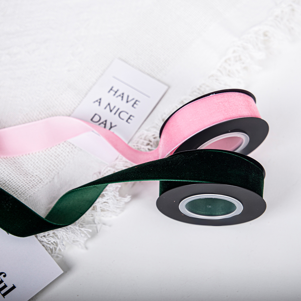 ODM OEM Custom Logo Ribbons Taffeta Single Face Custom Printed Solid Velvet Personalized Brand Flocking Ribbon