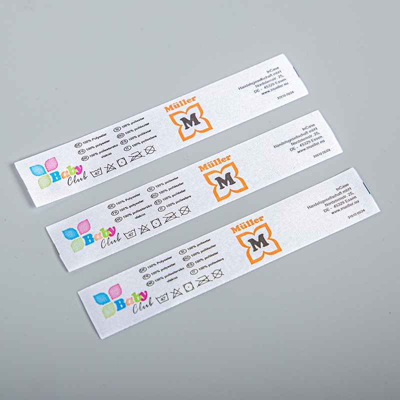 Garment Tag Custom Printed Colorful Silk Screen Print Polyester Satin Main Wash Care Label